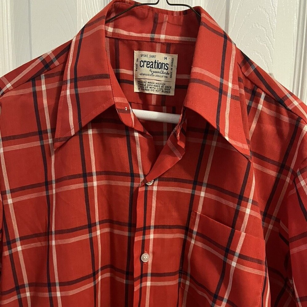 Vintage Men’s Button Down Shirt Med By Creation By Jason Clarke 60’s Sport Shirt